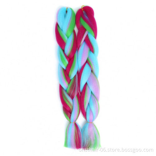 MYZYR Long Ombre Jumbo Synthetic Braiding Hair Braid K anek alon Hair Extensions Rainbow Pink Blonde Purple Crochet Braid MUMUPI